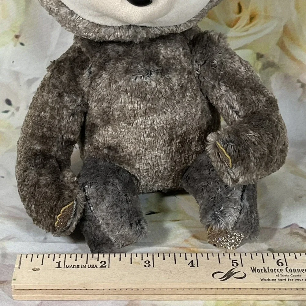 Ty Beanie Boo Dangler Sloth Plush Brown Gold Glitter Eyes Paws Soft TySilk 9in